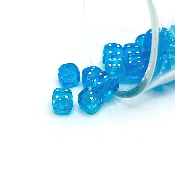 4, 20 or 50 Pieces: Aqua Blue Dice Spacer Beads