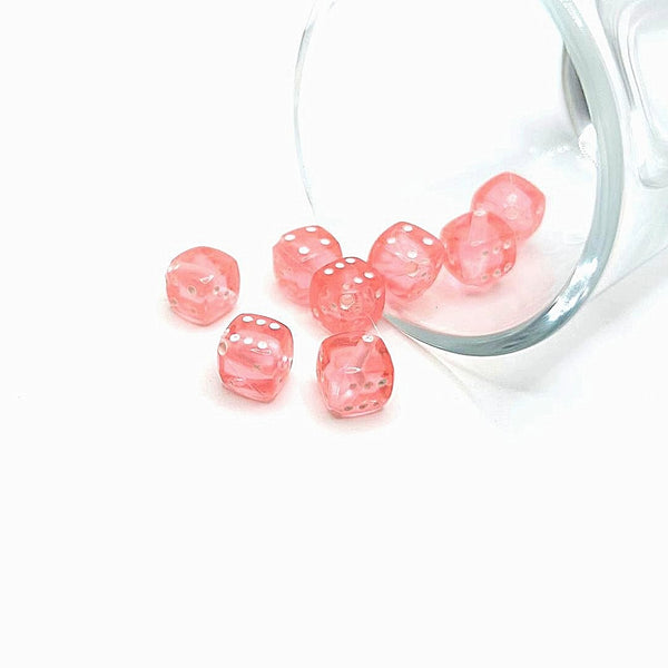 4, 20 or 50 Pieces: Light Pink Dice Spacer Beads