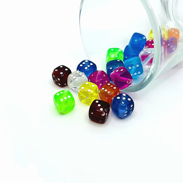 4, 20 or 50 Pieces: Mixed Color Dice Spacer Beads