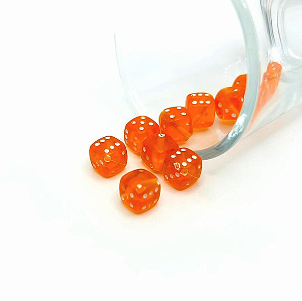 4, 20 or 50 Pieces: Orange Dice Spacer Beads