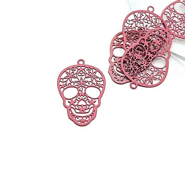 1, 4, 20 or 50 Pieces: Pink Sugar Skull Day of the Dead Dia De Los Muertos Skeleton Charms