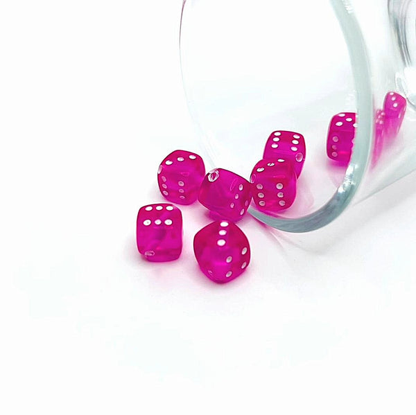 4, 20 or 50 Pieces: Bright Pink Dice Spacer Beads