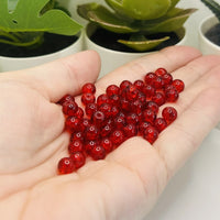 1 strand (aprx 133 beads) 6 mm Red Glass Crackle Beads