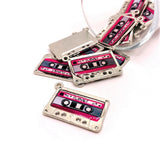 4, 20 or 50 Pieces: Pink and Silver 80's Cassette Charms