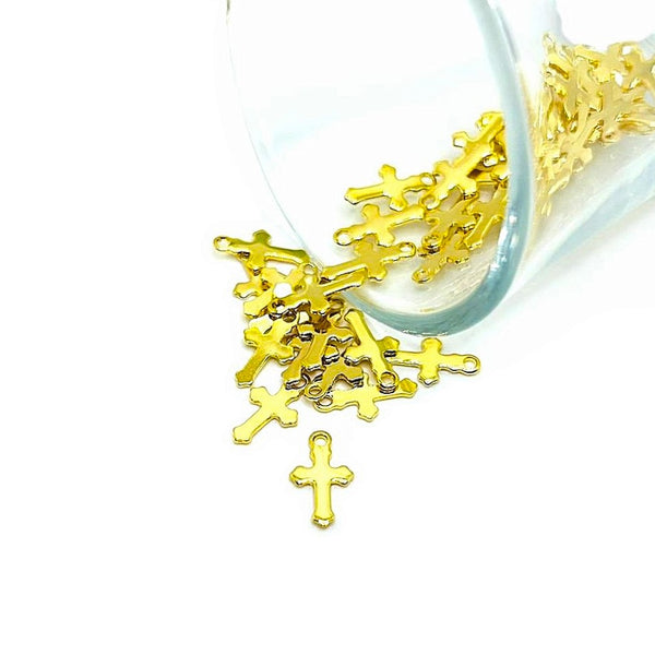 4, 20 or 50 Pieces: Tiny Gold 304 Stainless Steel Cross Charms