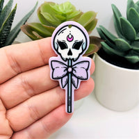 1, 4 or 20 Pieces: Halloween Skull Lollipop Pendant - Double Sided