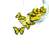 4, 20 or 50 Pieces: Yellow and Black Enamel Butterfly Charms