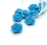 4, 20 or 50 Pieces: Aqua Blue Chunky Rose Flower Beads