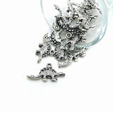 4, 20 or 50 Pieces: Silver Stegosaurus Dinosaur Charms - Double Sided