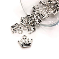 4, 20 or 50 Pieces: Silver Crown Charms - Double Sided