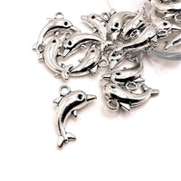 4, 20 or 50 Pieces: Silver Dolphin 3D Charms