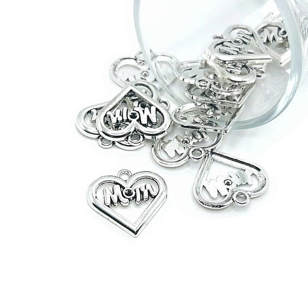 4 or 20 Pieces: Silver Mother's Day Mom Charms