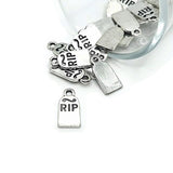 4, 20 or 50 Pieces: Silver RIP Tombstone Halloween Charms