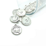 1, 4 or 20 Pieces: Silver Capricorn Zodiac/Astrology Coin Charms, Double Sided