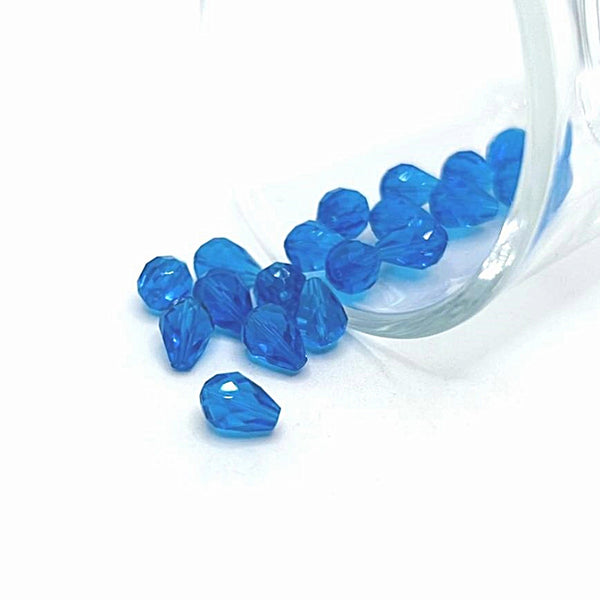 4, 20 or 50 Pieces: 6x8 mm Teardrop Dark Blue Imitation Crystal September Birthstone Beads