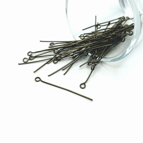 100 or 500 Pieces: 35 mm Bronze Plated Eye pins, 21g