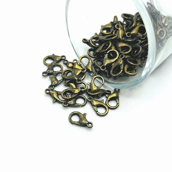 100 or 500 Pieces: 7 x 12 mm Bronze Lobster Claw Clasps