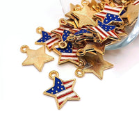 4, 20 or 50 Pieces: American Flag Star Charms