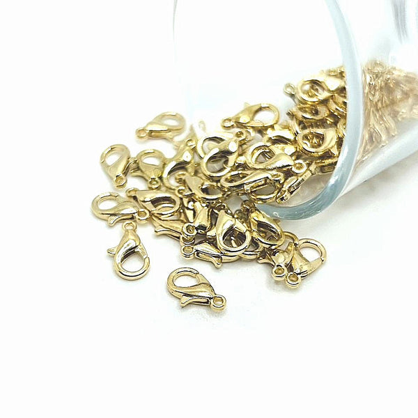 100 or 500 Pieces: 7 x 12 mm KC/Light Gold Lobster Claw Clasps