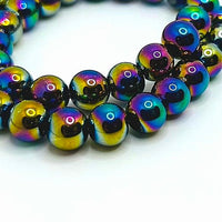 40 or 160 Pieces: 8 mm Multicolor Oil Slick Glass Beads