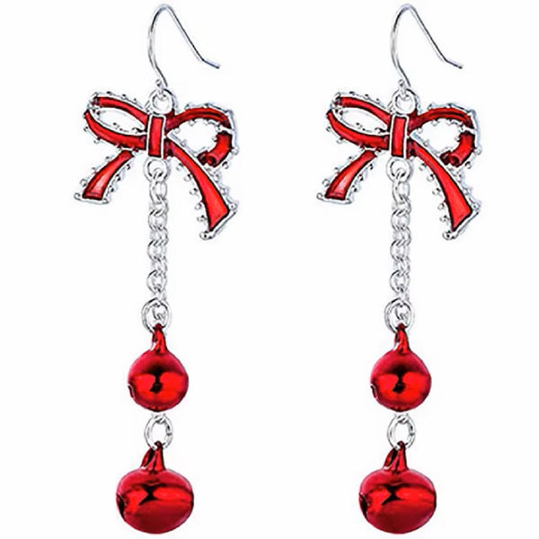 2 Sets Red Christmas Ribbon Earrings