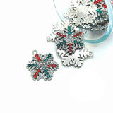 4, 20 or 50 Pieces: Silver Toned Rhinestone Snowflake Charms