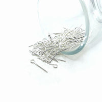 100 or 500 Pieces: 16 mm Silver Plated Eye Pins, 21 gauge