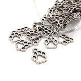 4, 20 or 50 Pieces: Silver Paw Print Dog Paw Charms