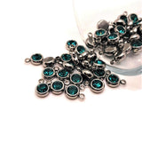 4, 20 or 50 Pieces: Stainless Steel, Aqua Blue December, Blue Zircon Birthstone Rhinestone Charms