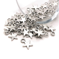 4, 20 or 50 Pieces: Small Antiqued Silver Star Charms