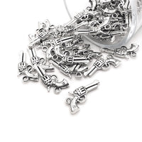 4, 20 or 50 Pieces: Silver Six Shooter Revolver Gun Charms