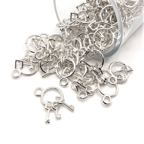4, 20 or 50 Pieces: Silver Skeleton Key Charms