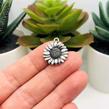 1, 4, 20 or 50 Pieces: Small Antique Silver Sunflower Head Charms