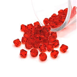 4, 20 or 50 Pieces: 6 mm Bicone Bright Red Imitation Crystal January Birthstone Beads