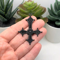 1, 4 or 20 Pieces: Black Enamel Inverted Cross Pendants