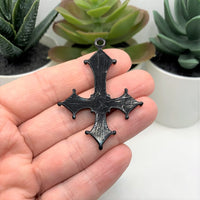 1, 4 or 20 Pieces: Black Enamel Inverted Cross Pendants