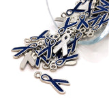 4, 20 or 50 Pieces: Blue Awareness Ribbon Charms