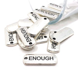 4, 20 or 50 Pieces: Silver Enough Word Bar Tag Charms