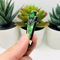 1, 4 or 20 Pieces: Green Coffin with Death's Head Moth Charms - Double Sided