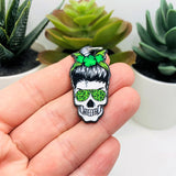 1, 4 or 20 Pieces: Punk St. Patrick's Day Skull Clover Charms - Double Sided