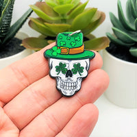 1, 4 or 20 Pieces: Punk St. Patrick's Day Skull Charms - Double Sided