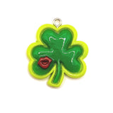 1, 4, or 20 Pieces: St. Patrick's Day Green Resin Four-Leaf Clover, Kiss me I'm Irish