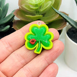 1, 4, or 20 Pieces: St. Patrick's Day Green Resin Four-Leaf Clover, Kiss me I'm Irish