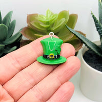 1, 4, or 20 Pieces: St. Patrick's Day Green Leprechaun Hat Pendant