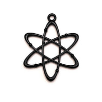 4, 20 or 50 Pieces: Black Atom Science Charms, Double Sided