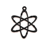 4, 20 or 50 Pieces: Black Atom Science Charms, Double Sided