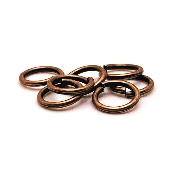 100, 500 or 1,000 Pieces: 8 mm Antiqued Red Copper Open Jump Rings, 18g