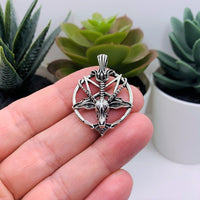 1, 4 or 20 Pieces: Silver Satanic Baphomet Pentagram Charms