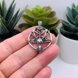 1, 4 or 20 Pieces: Silver Satanic Baphomet Pentagram Charms