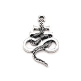 1, 4, 20 or 50 Pieces: Antique Silver Leviathan Cross with Snake, Satanic Pendant Charms